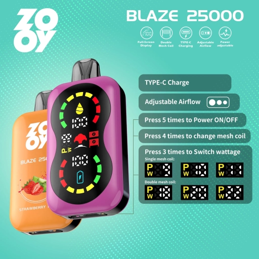 Zooy Bar Disposable Vape 25000 Puffs BLAZE Box