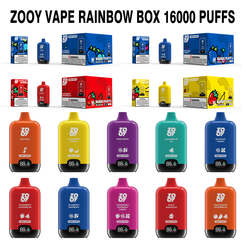 Zooy Bar 16000 Puffs Nederland Disposable Vape Pro Rainbow box