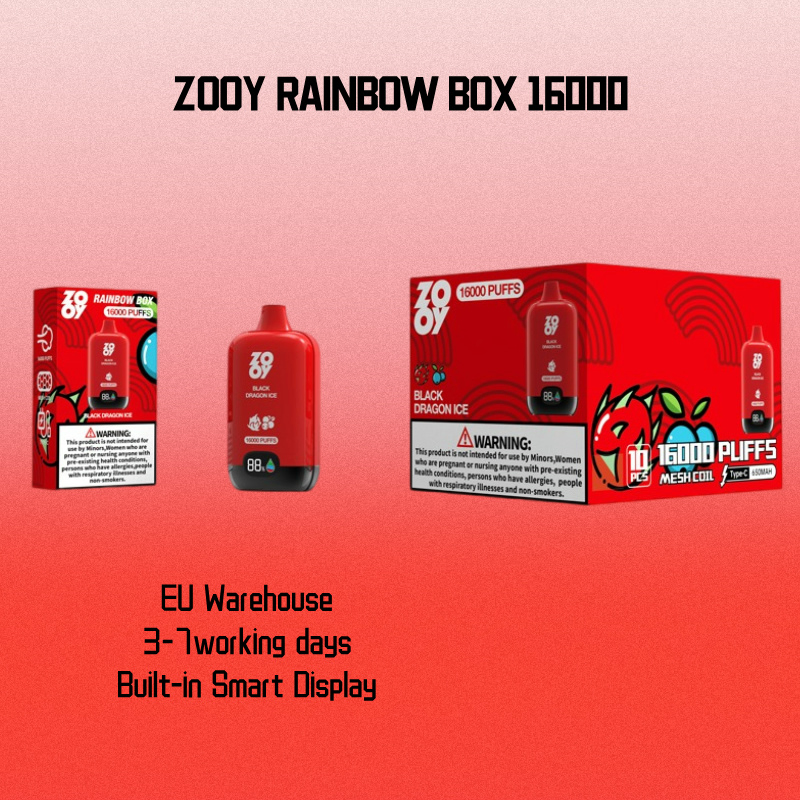 Disposable Zooy Bar 16000 Puffs Nederland Rainbow box Vape Pro