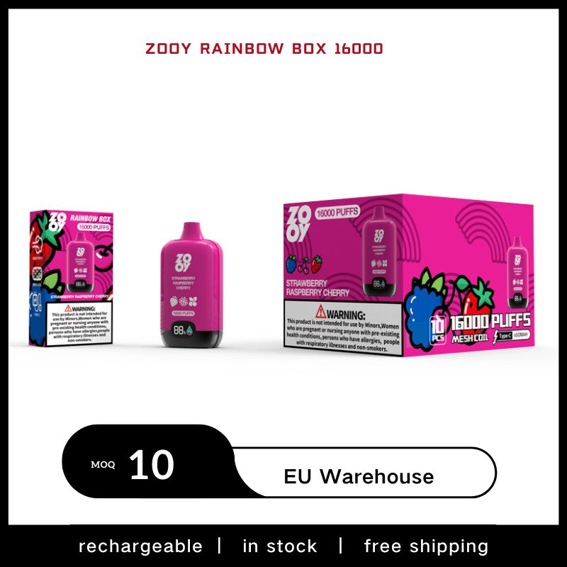 Disposable Zooy Bar 16000 Puffs Nederland Rainbow box Vape Pro