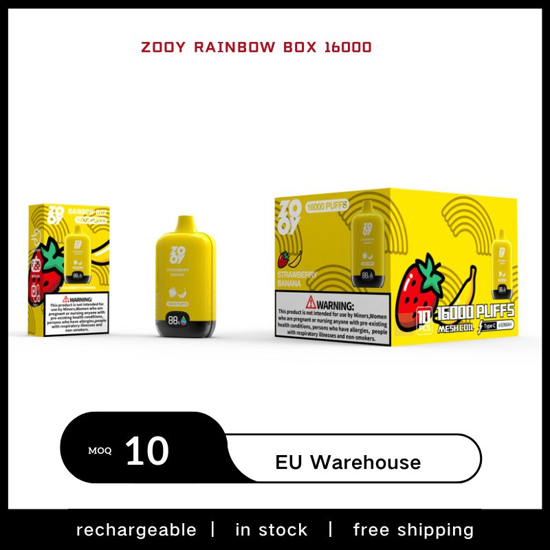 Disposable Zooy Bar 16000 Puffs Nederland Rainbow box Vape Pro