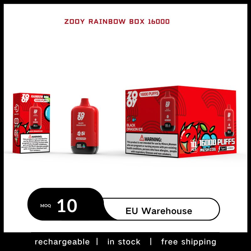 Disposable Zooy Bar 16000 Puffs Nederland Rainbow box Vape Pro